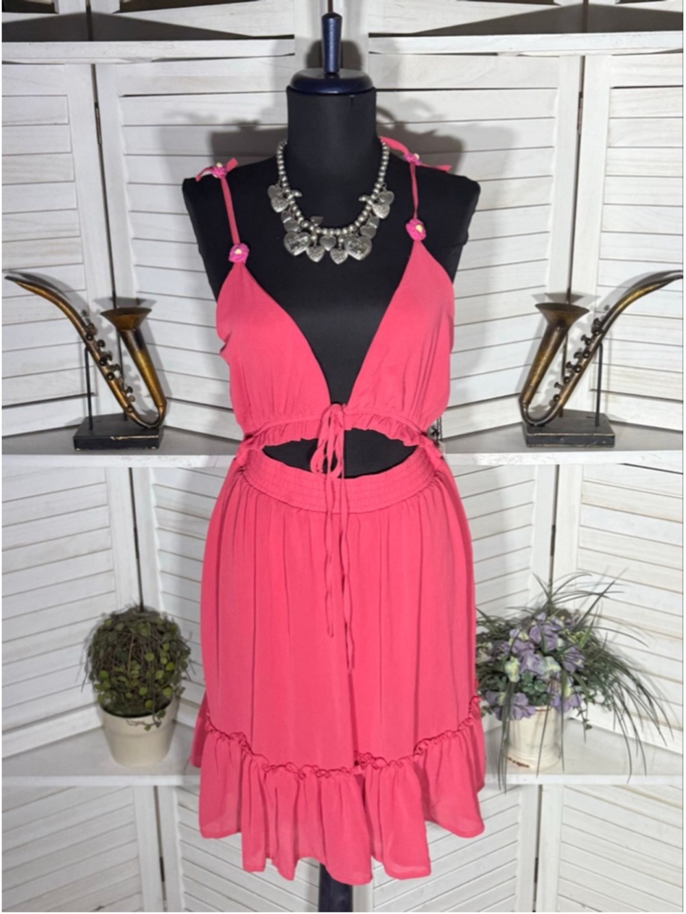 NWT Haute Monde Y2K style mini dress cover up festival boho fairy beach sexy L